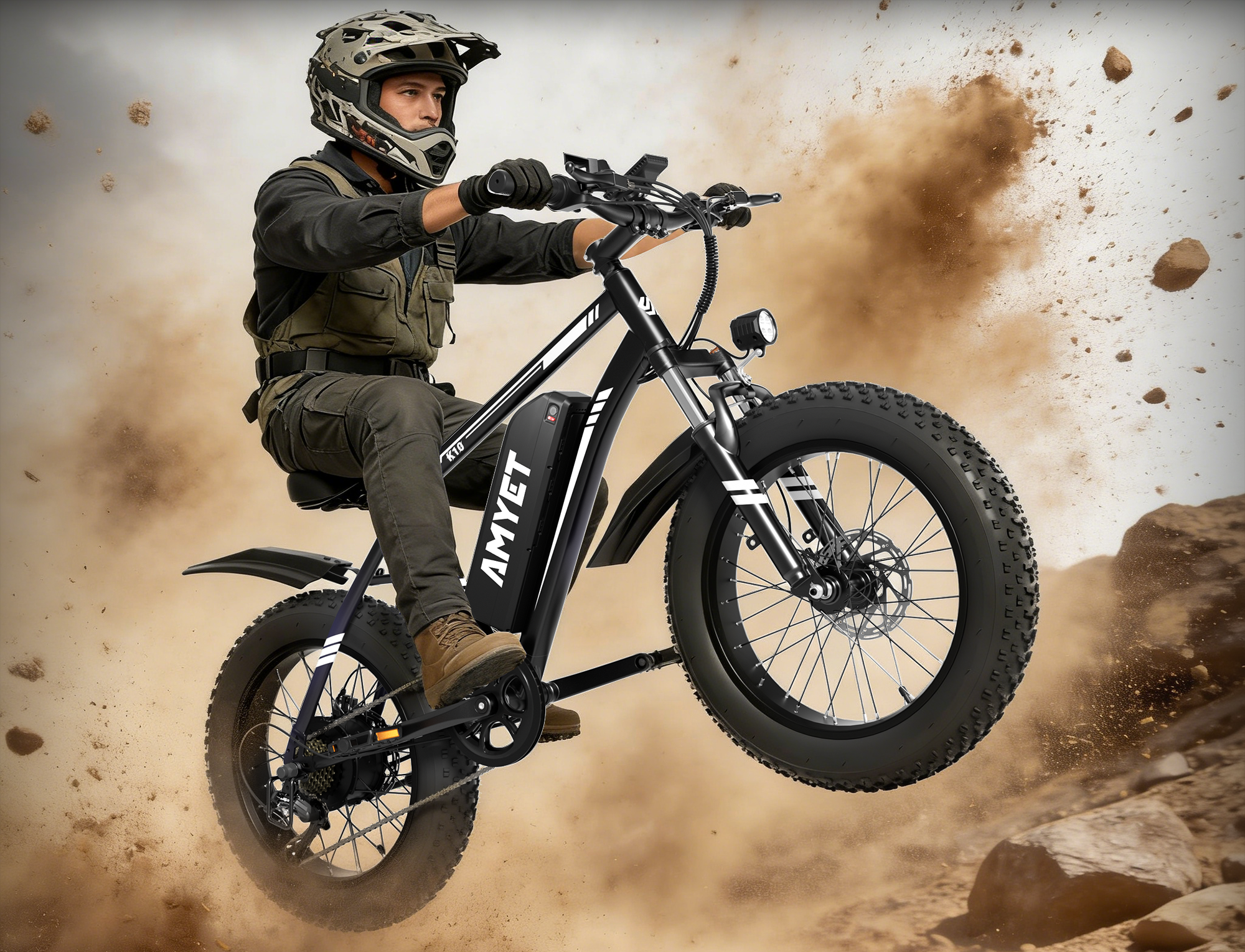 AMYET K10 1000W Electric Bike for Adults with 20"x4" Fat Tire with 48V 15AH Battery, Commute Electric Bicycles,Mountain Ebikes 28mph 60 Miles 7 Speed Gears E-bike for Man Women Teenagers,Black