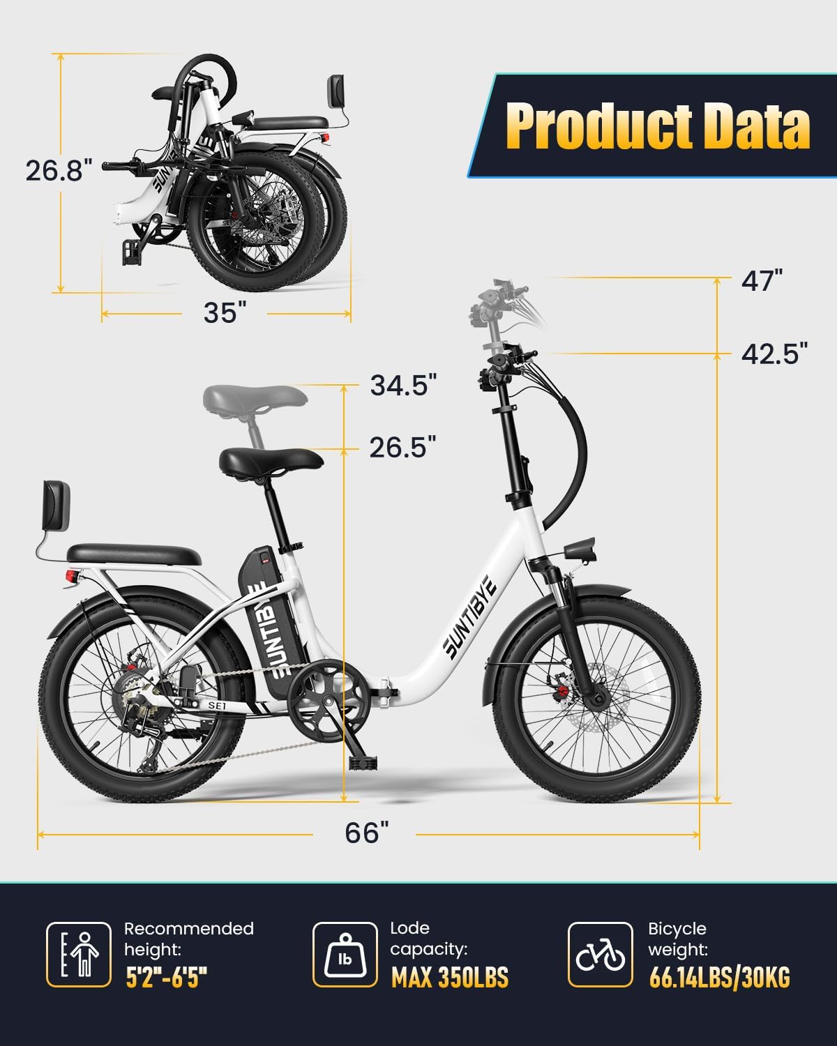 Amyet SE1 Foldable Electric Bike for Adults 1000W Peak Motor, 48V 15AH (720WH) Battery, 20" x3.0 Fat Tire Ebike 28mph 7 Speed Gears Commuter Electric Bicycle E-Bike, Pink