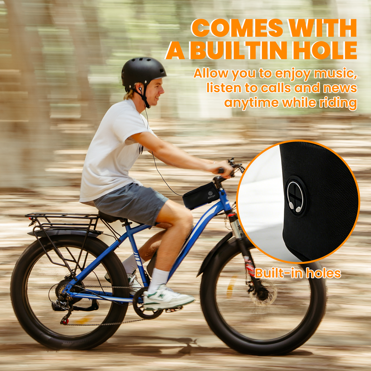AMYET Large Waterproof Bike Phone Front Frame Bag with Touchscreen & Storage-Black