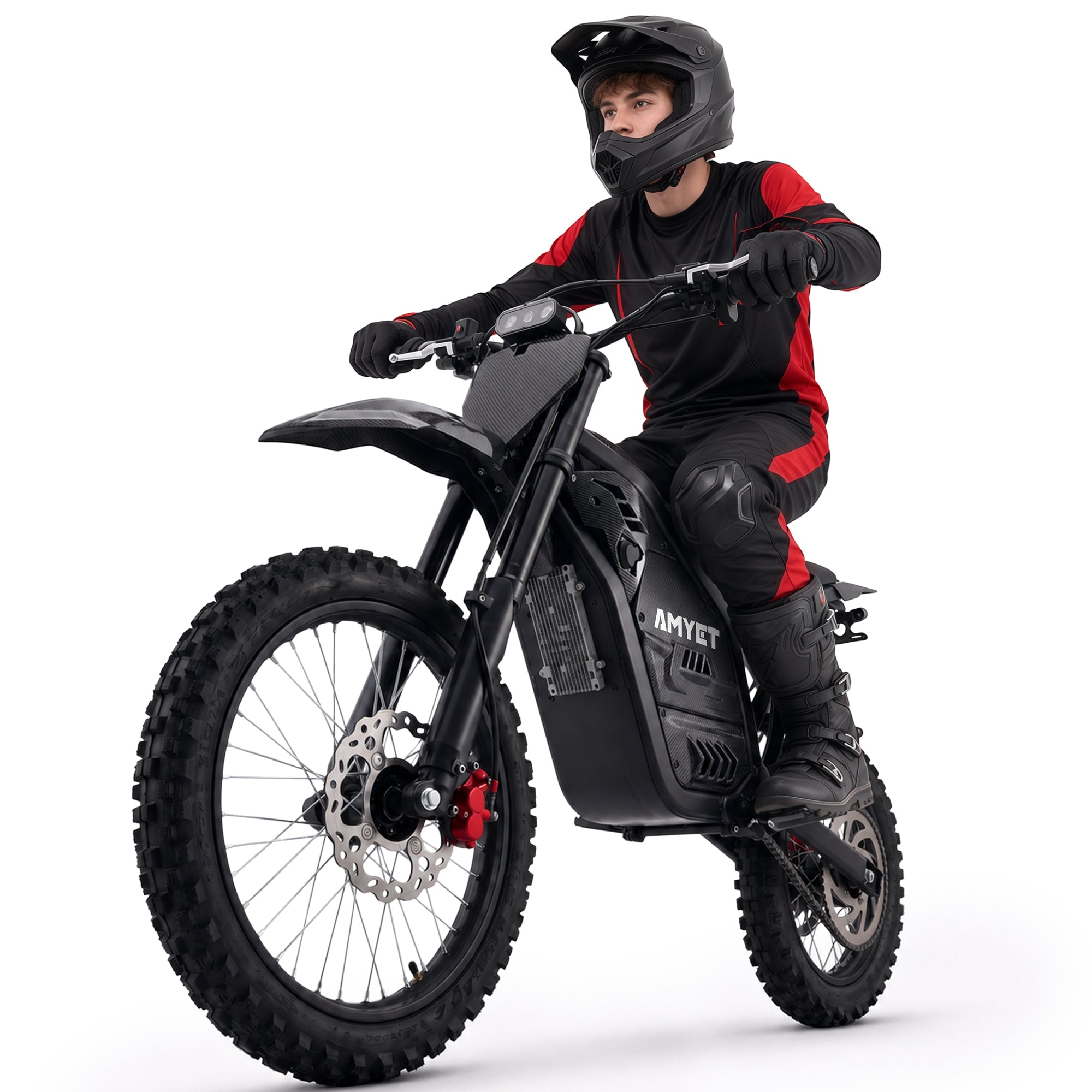 Amyet EDB002 4000W Electric Dirt Bike for Teens Adults,Carbon Fiber Frame, 230NM Torque,45 MPH,40 Miles,48V 23Ah Battery,14" /12" Tires, Full Hydraulic Brakes and Suspensions Mountain Off-Road e Bike