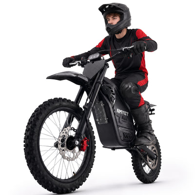 AMYET EDB002 4000W Electric Dirt Bike for Teens Adults,Carbon Fiber Frame, 230NM Torque,45 MPH,40 Miles,48V 23Ah Battery,14" /12" Tires, Full Hydraulic Brakes and Suspensions Mountain Off-Road e Bike