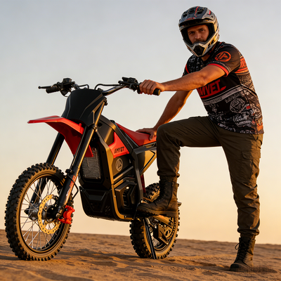 AMYET VT300 Peak 3000W Electric Motorcycle for Teenagers,Electric Bike for Adults with 48V/23.4AH Battery Electric Dirt Bike Max 40MPH Ebike with Hydraulic Brakes,Mountain Off-Road E Dirt Bike,Red