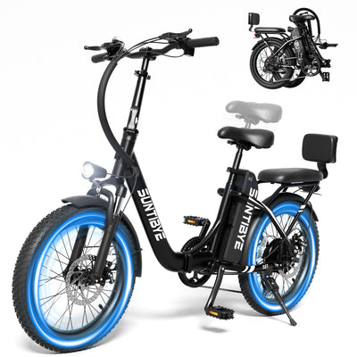 Amyet SE1 Foldable Electric Bike for Adults 1000W Peak Motor, 48V 15AH (720WH) Battery, 20" x3.0 Fat Tire Ebike 28mph 7 Speed Gears Commuter Electric Bicycle E-Bike,Black