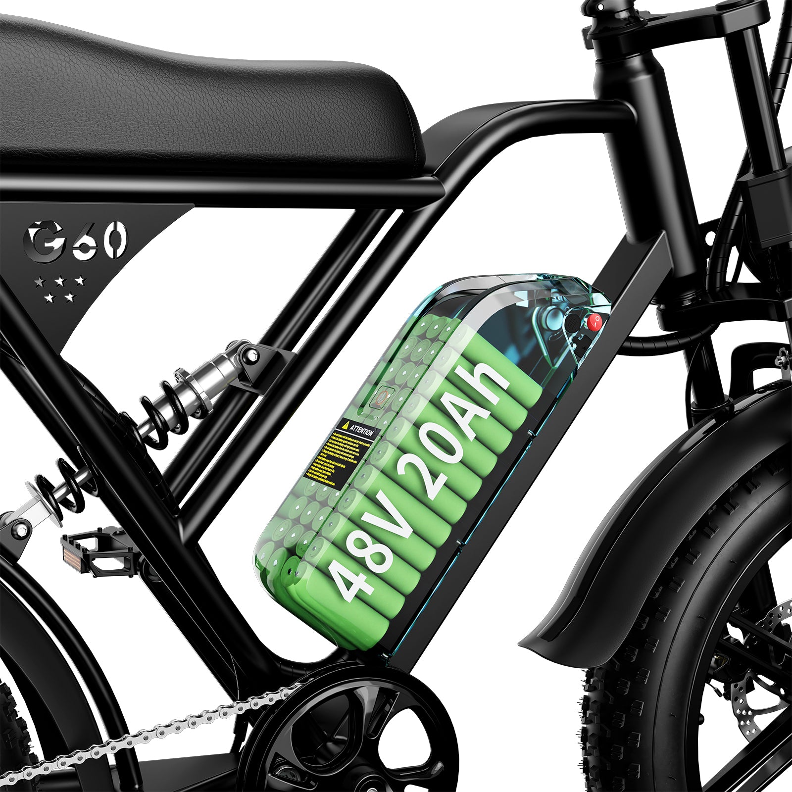 AMYET V9-G60 Electric Bike for Adults, Peak 1500W Ebike 48V 20Ah, 20