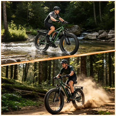 AMYET EB26 1000W Electric Bike with 26"x4" Fat Tire and 48V 15AH Battery, Max 28MPH 60Miles Range - Green