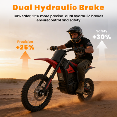 AMYET VT300 Peak 3000W Electric Motorcycle for Teenagers,Electric Bike for Adults with 48V/23.4AH Battery Electric Dirt Bike Max 40MPH Ebike with Hydraulic Brakes,Mountain Off-Road E Dirt Bike,Red