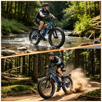 AMYET EB26 1000W Electric Bike with 26"x4" Fat Tire and 48V 15AH Battery, Max 28MPH 60Miles Range - Blue