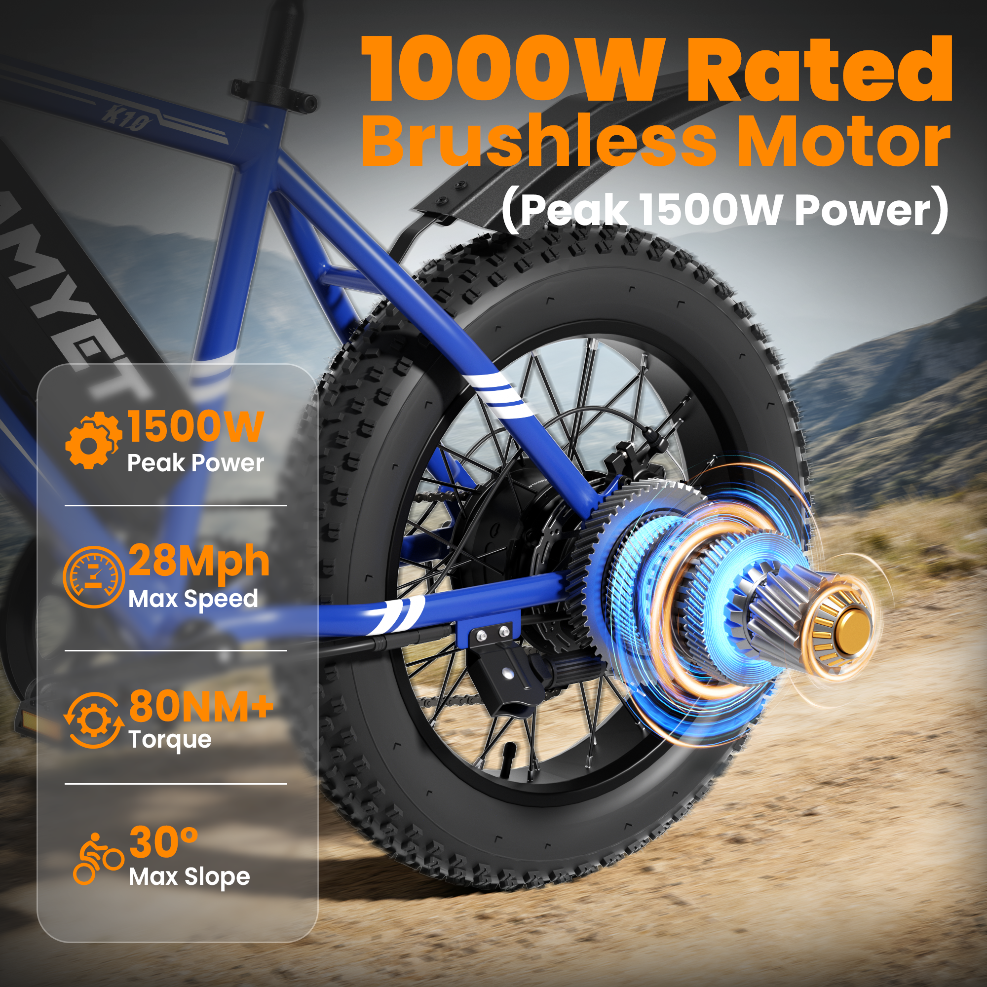 AMYET K10 1000W Electric Bike for Adults with 20