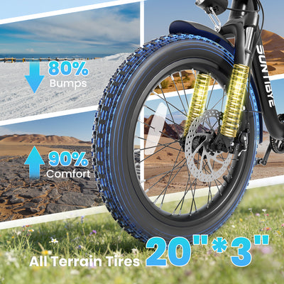 Amyet SE1 Foldable Electric Bike for Adults 1000W Peak Motor, 48V 15AH (720WH) Battery, 20" x3.0 Fat Tire Ebike 28mph 7 Speed Gears Commuter Electric Bicycle E-Bike,Black