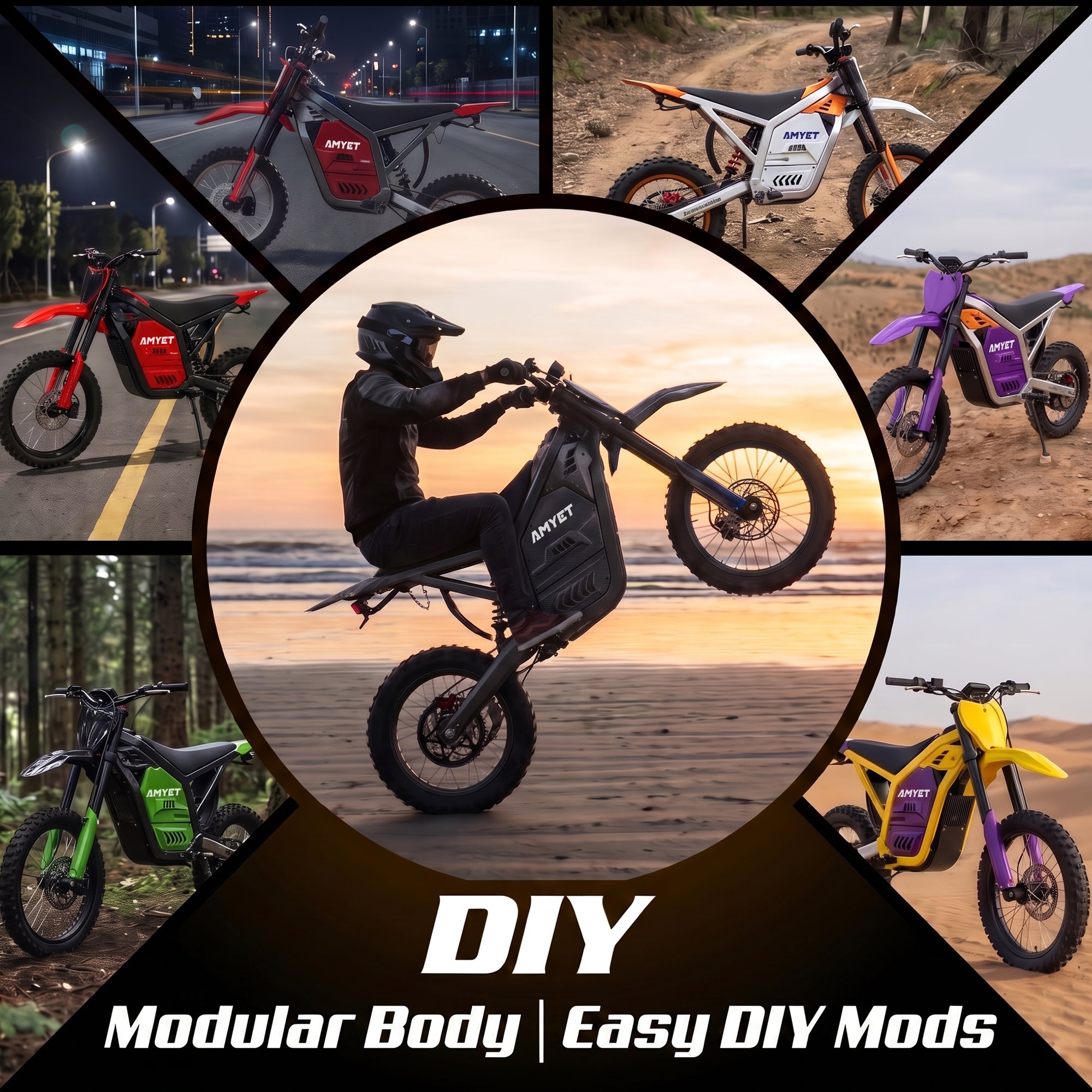 AMYET EDB002 4000W Electric Dirt Bike for Teens Adults,Carbon Fiber Frame, 230NM Torque,45 MPH,40 Miles,48V 23Ah Battery,14" /12" Tires, Full Hydraulic Brakes and Suspensions Mountain Off-Road e Bike