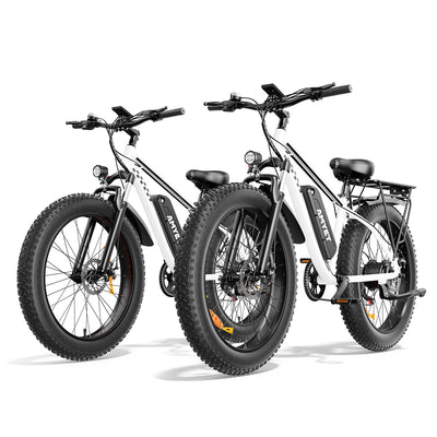 AMYET EB26 1000W Electric Bike with 26"x4" Fat Tire and 48V 15AH Battery, Max 28MPH 60Mile Range - White