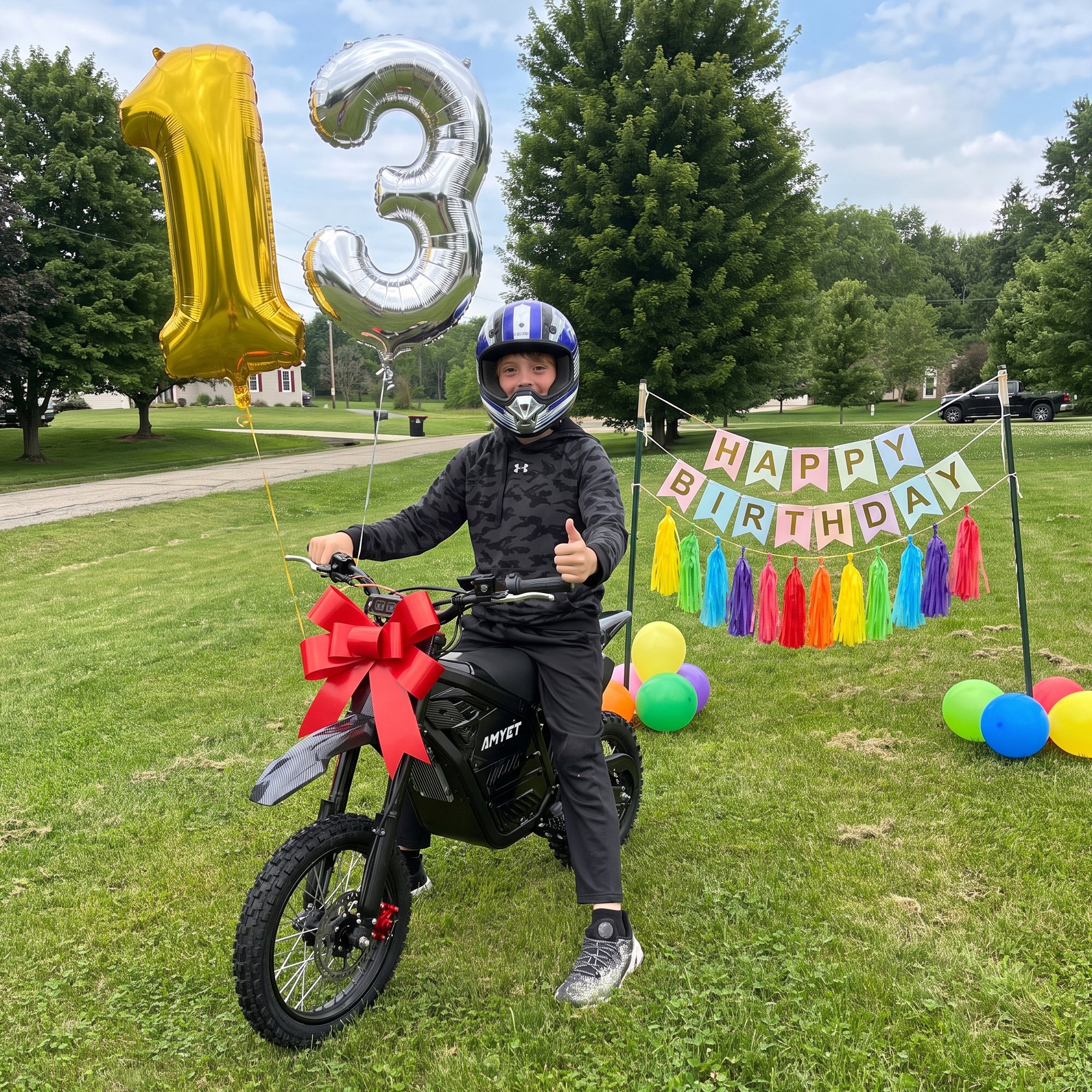 AMYET EDB002 4000W Electric Dirt Bike for Teens Adults,Carbon Fiber Frame, 230NM Torque,45 MPH,40 Miles,48V 23Ah Battery,14" /12" Tires, Full Hydraulic Brakes and Suspensions Mountain Off-Road e Bike