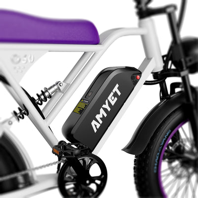 AMYET V9-G60 Fat Tire Mountain Peak 1500W 48V 20Ah Electric Bike, UL2849- Purple