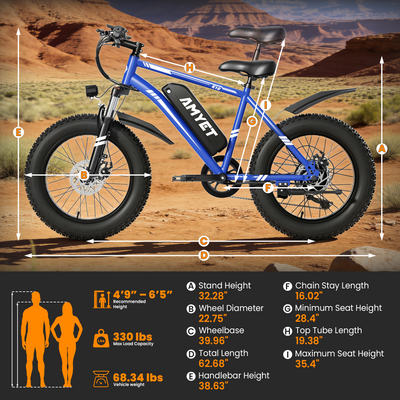 AMYET K10 1000W Electric Bike for Adults with 20"x4" Fat Tire with 48V 15AH Battery, Commute Electric Bicycles,Mountain Ebikes 28mph 60 Miles 7 Speed Gears E-bike for Men Women Teenagers,Blue