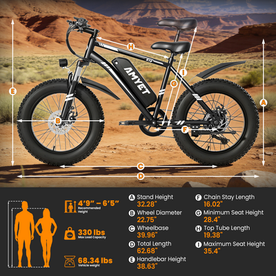 AMYET K10 1000W Electric Bike for Adults with 20"x4" Fat Tire with 48V 15AH Battery, Commute Electric Bicycles,Mountain Ebikes 28mph 60 Miles 7 Speed Gears E-bike for Men Women Teenagers,Black