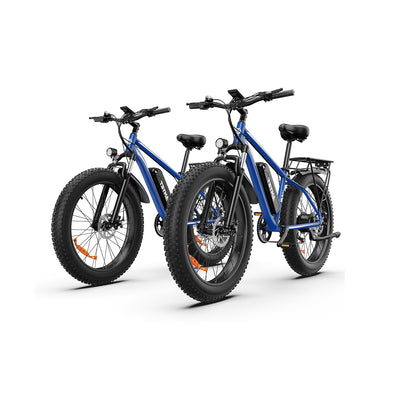 AMYET EB26 1000W Electric Bike with 26"x4" Fat Tire and 48V 15AH Battery, Max 28MPH 60Miles Range - Blue