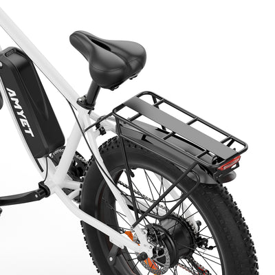 AMYET EB26 1000W Electric Bike with 26"x4" Fat Tire and 48V 15AH Battery, Max 28MPH 60Mile Range - White