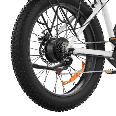 AMYET EB26 1000W Electric Bike with 26"x4" Fat Tire and 48V 15AH Battery, Max 28MPH 60Mile Range - White