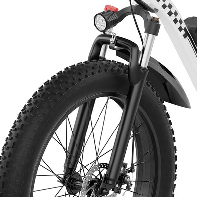 AMYET EB26 1000W Electric Bike with 26"x4" Fat Tire and 48V 15AH Battery, Max 28MPH 60Mile Range - White