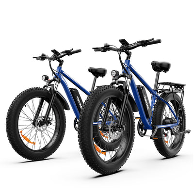 AMYET EB26 1000W Electric Bike with 26"x4" Fat Tire and 48V 15AH Battery, Max 28MPH 60Miles Range - Blue